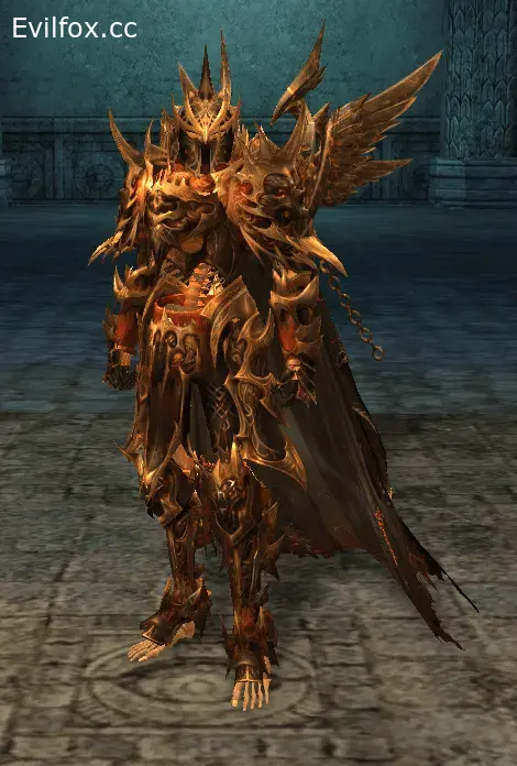Lineage 2 [High Five] Fire, Blue, Purple Deatch Knight Costume and Hair Accessory