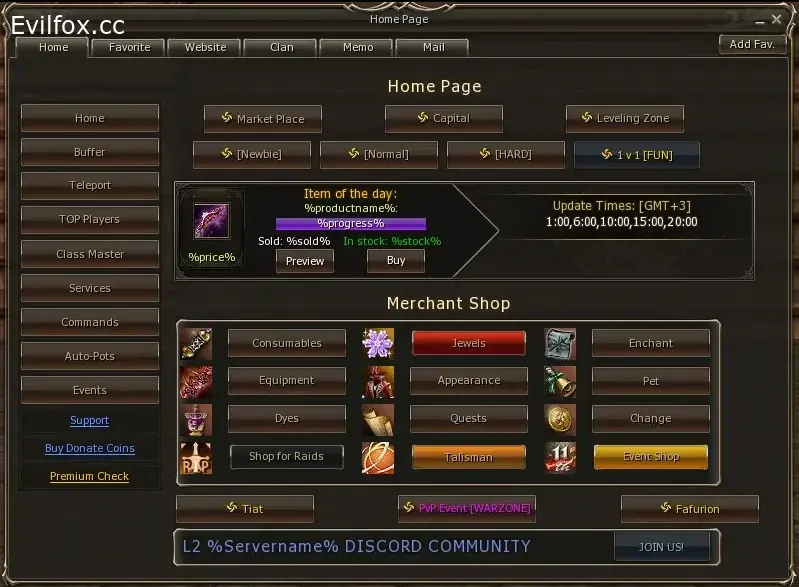 Lineage 2 Дизайн html Community Board Scryde